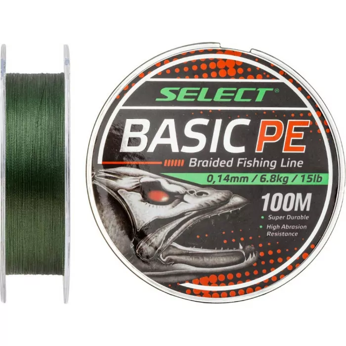 Шнур Select Basic PE 150m 0.16mm 18lb/8.3kg, темно-зеленый  
