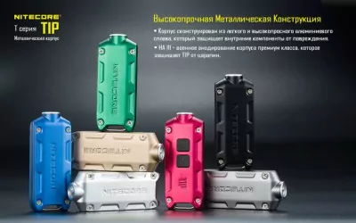 Фонарь-брелок Nitecore TIP (серый), 360 люмен  