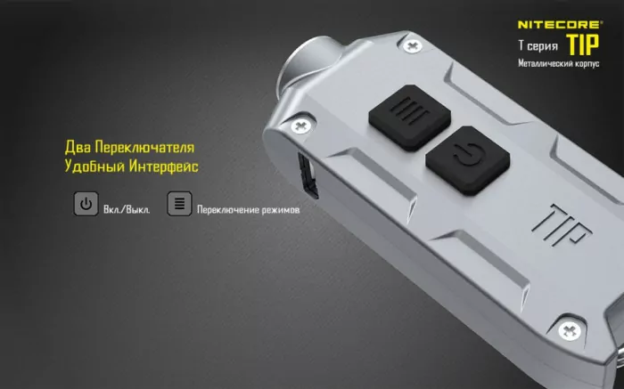 Фонарь-брелок Nitecore TIP (серый), 360 люмен  