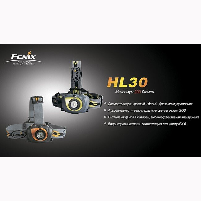 Фонарь Fenix HL30 Cree XP-G (R5), черно-желтый