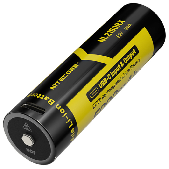 2в1 Аккумулятор литиевый Li-Ion 21700+ Power Bank Nitecore NL2150RX 3.6V (5000mAh, USB Type-C), защищенный  