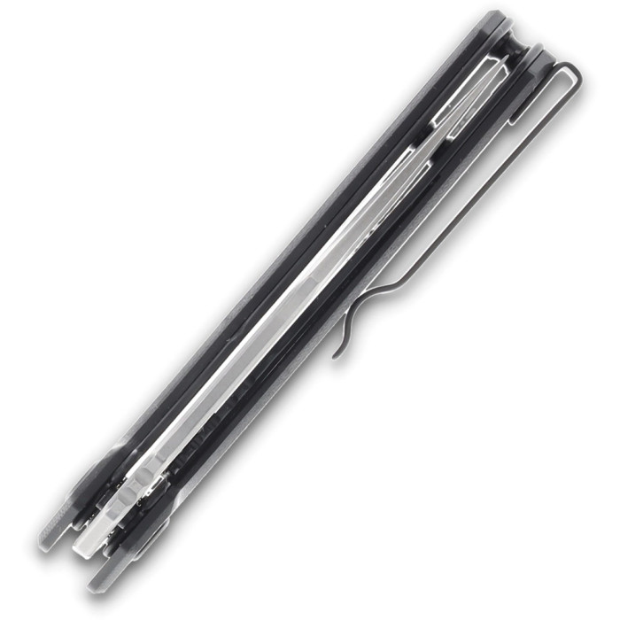 Нож Hightron Mini Ventura, D2, G10, черный, стальной stonewash клинок  