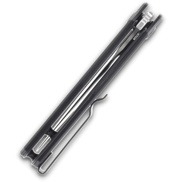 Нож Hightron Mini Ventura, D2, G10, черный, стальной stonewash клинок  