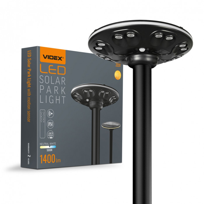 Светильник автономный парковый Videx VL-GLSO-1254-S IP54 1400Lm сенсорный  