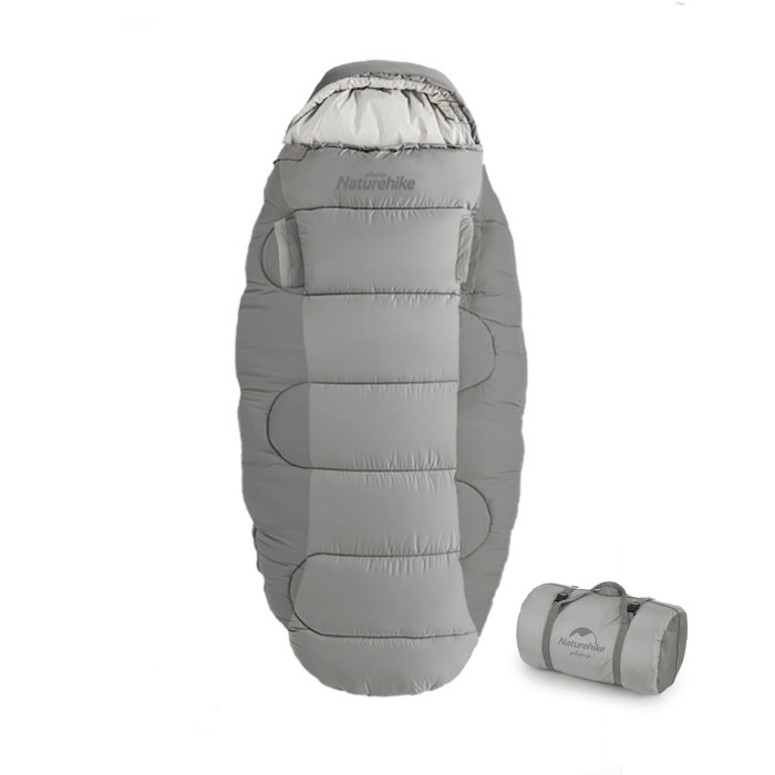 Спальный мешок овальный Naturehike PS300 NH20MSD03, правый, серый  
