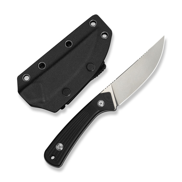 Нож фиксированный туристический Civivi Carveth (9,1 см) AEB-L / G10 черный с чехлом  