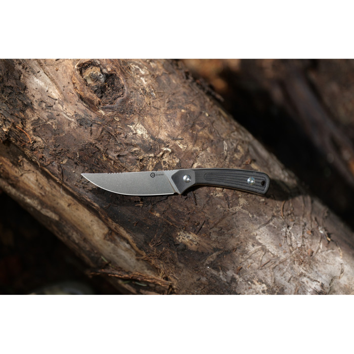 Нож фиксированный туристический Civivi Carveth (9,1 см) AEB-L / G10 черный с чехлом  