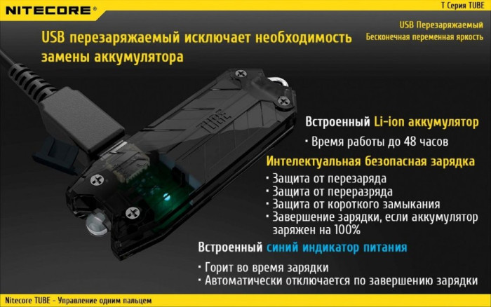 Фонарь-брелок Nitecore TUBE V2.0, 55 люмен (оранжевый)  