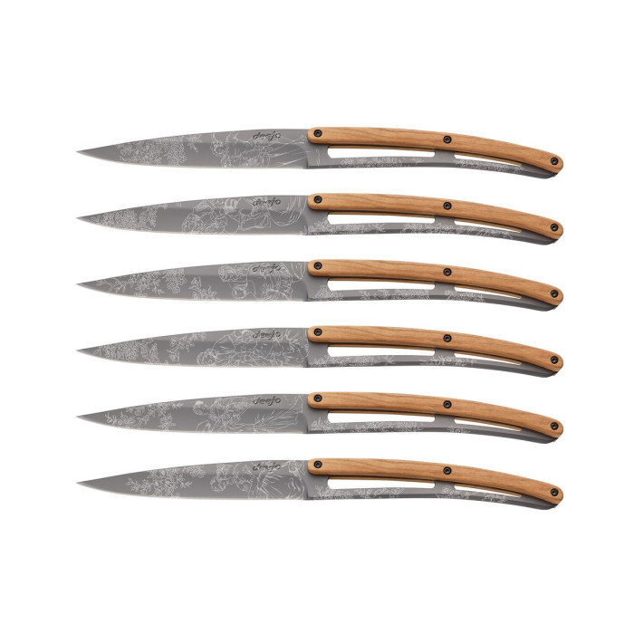 Набор ножей 6 Deejo Steak Knives, titan finish "Toile de Jouy" 