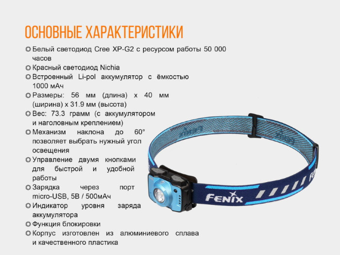Фонарь Fenix HL12R Cree XP-G2 (синий)  