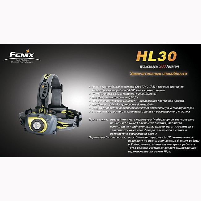 Фонарь Fenix HL30 Cree XP-G (R5), серо-зеленый