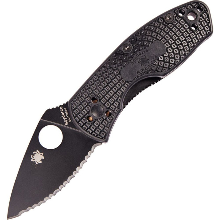 Нож Spyderco Ambitious FRN Black Blade, серрейтор (C148SBBK) 