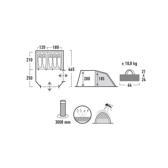 Палатка High Peak Ancona 5 (Dark Grey/Red)  