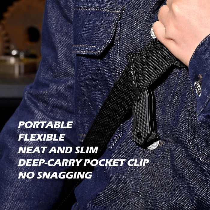 Нож Hightron Mini Ventura, D2, G10, черный, черный stonewash клинок  