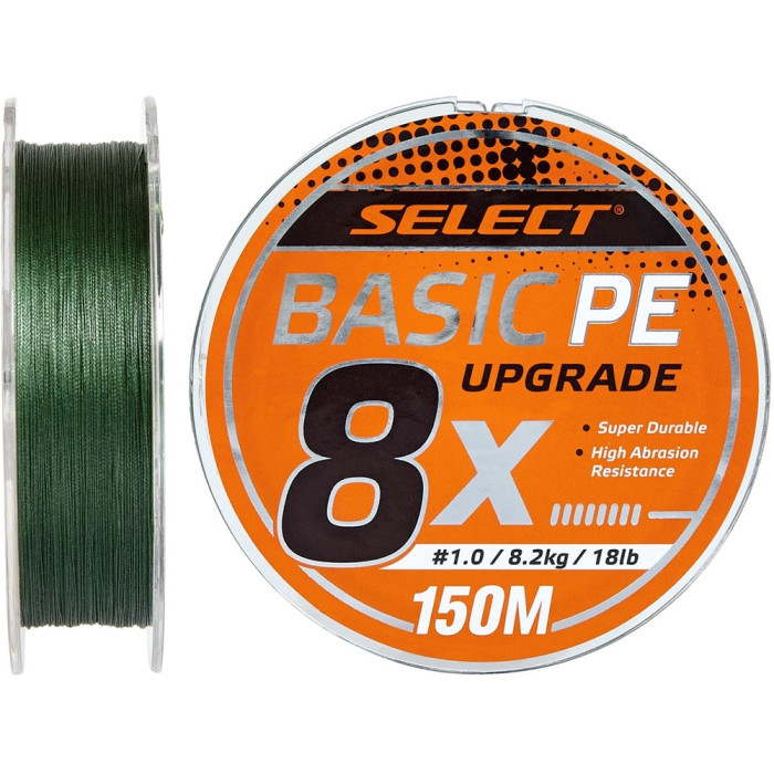 Шнур Select Basic PE 8x 150m #1.5/0.18mm 22lb/10kg, зеленый  