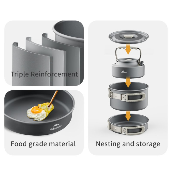 Сковорода со складной ручкой Naturehike CNK2450CF010, 17,5 см, алюминий  