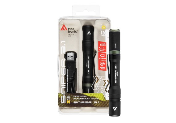 Фонарь тактический Mactronic Sniper 3.1 (130 Lm) USB Rechargeable Magnetic (THH0061)  