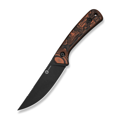 Нож фиксированный туристический Civivi Carveth (9,1 см) AEB-L / G10 оранжевый / черный с чехлом