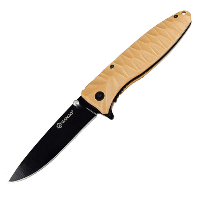 Нож Ganzo G620, черный клинок, желтый  