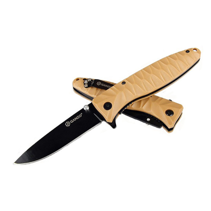 Нож Ganzo G620, черный клинок, желтый  