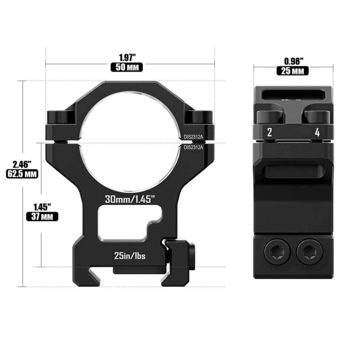 Кольца Discovery 6061 For Picatinny 30mm 1.45in DGPR2-30-1.45-61 (M240605)  