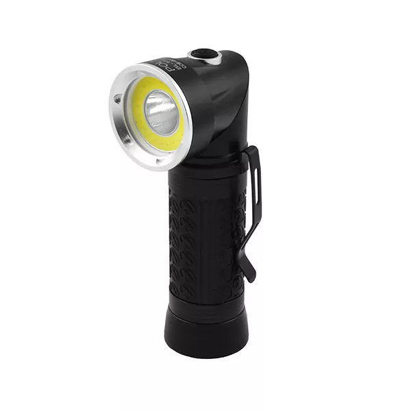 Карманный фонарь Poliсe 12V 1822-T6+COB+белый+красный, ак.18650, магнит, поворотная голова  