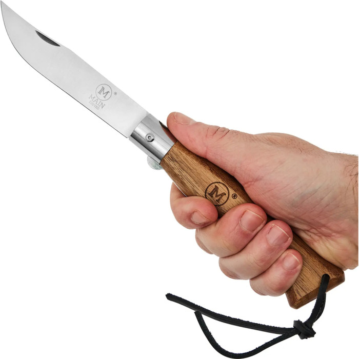 Нож Main Knives Italian line, dark walnut wood handle and PU loop brown  