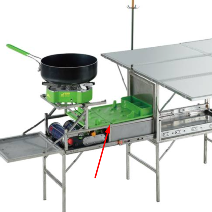 Кемпинговая портативная кухня со столом BRS-96 (Поврежденная зеленая пластиковая полочка (трещина))  