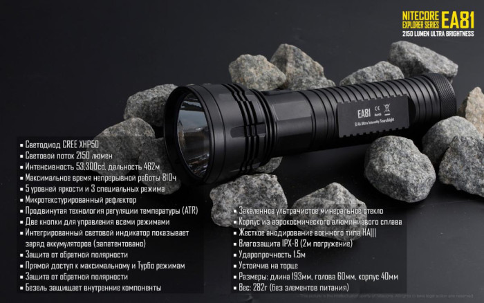 Карманный фонарь Nitecore EA81, 2150 люмен  
