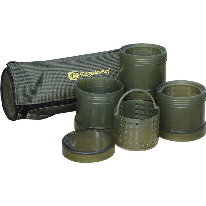 Емкость RidgeMonkey Modular Hookbait Pots набор 4 емкости и чехол черный  