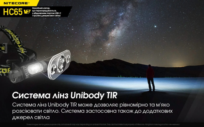 Фонарь налобный Nitecore HC65 V2 (Luminus LED + RED LED, 1750 люмен)  