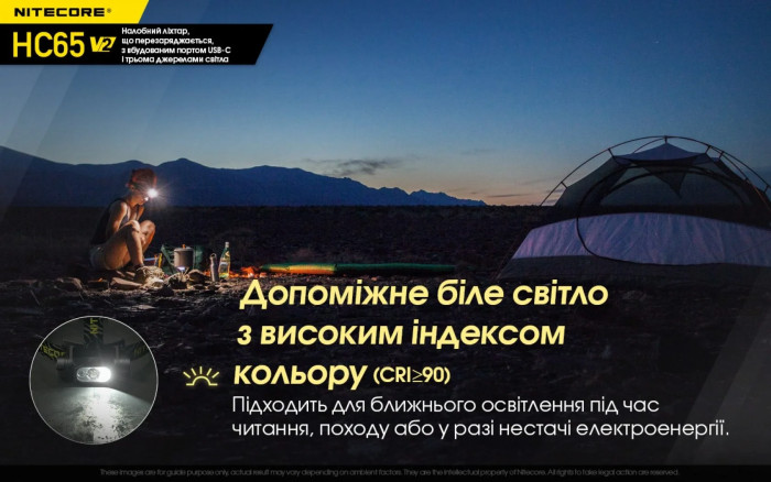 Фонарь налобный Nitecore HC65 V2 (Luminus LED + RED LED, 1750 люмен)  