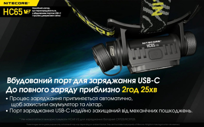 Фонарь налобный Nitecore HC65 V2 (Luminus LED + RED LED, 1750 люмен)  