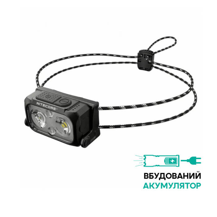 Фонарь налобный Nitecore NU21 (360 люмен, 8 режимов, USB-C), черный