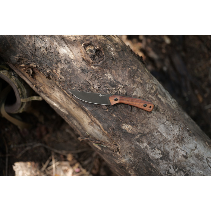 Нож фиксированный туристический Civivi Carveth (9,1 см) AEB-L / Wood дерево с чехлом  