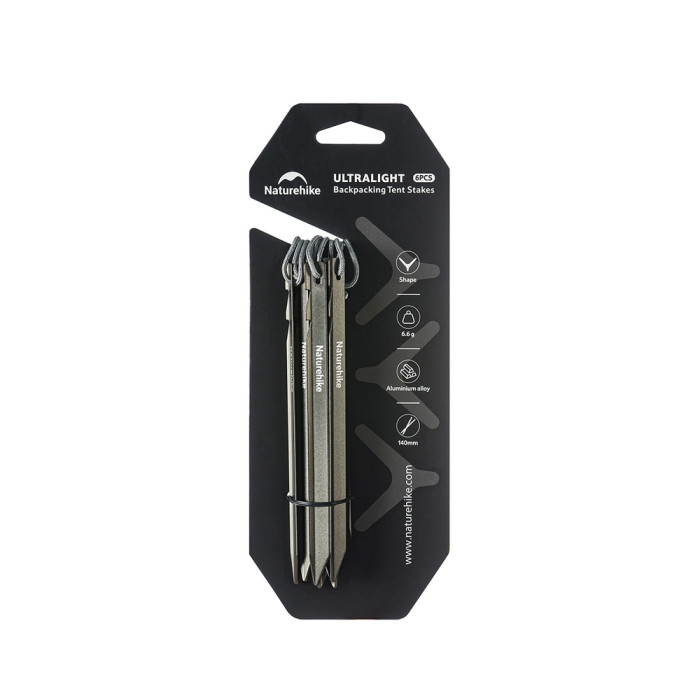 Колышки туристические облегченные Naturehike CNK2650PJ014, V-образные, 14 см, 6 шт, серый  