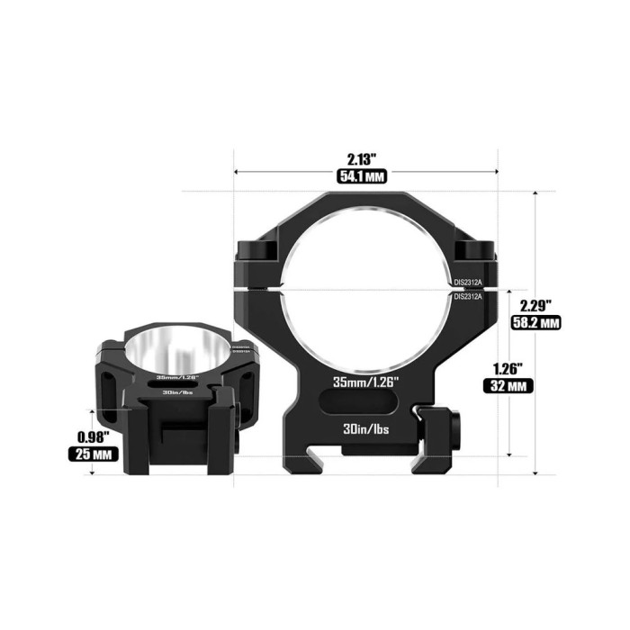 Кольца Discovery 6061 For Picatinny 35mm 1.26in DGPR2-35-1.26-61 (M240609)  