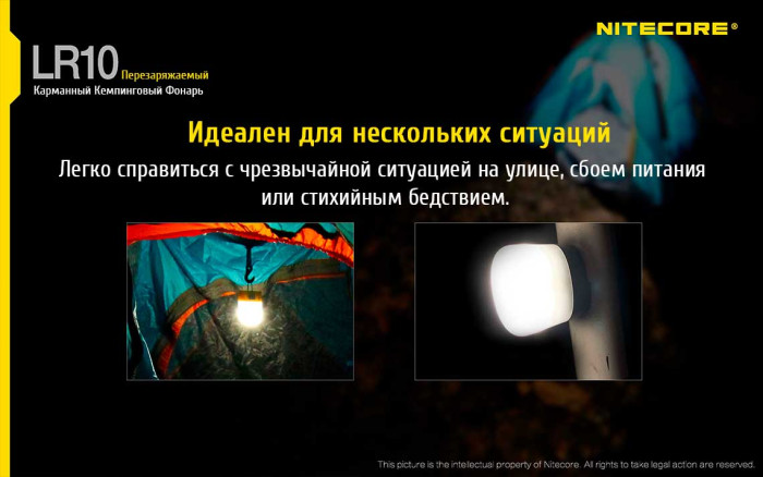 Кемпинговый фонарь Nitecore LR10 High CRI,250 люмен, черный  