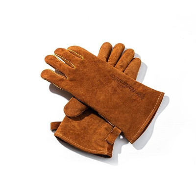 Перчатки огнеупорные Naturehike 35×14см Cow Split Leather Heat/Fire Resistent Gloves, коричневый