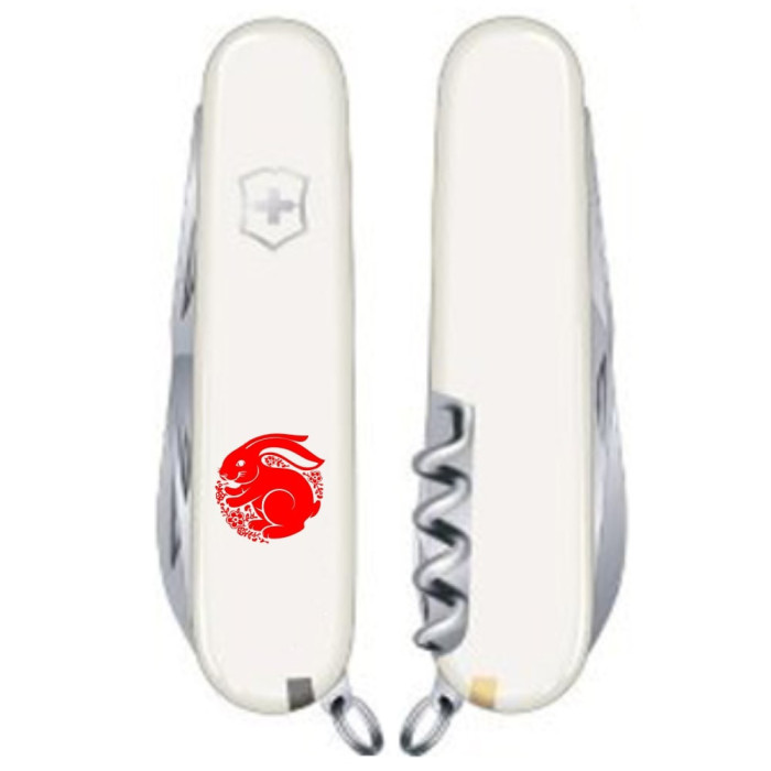 Нож Spartan Zodiac 91мм/12функ/бел /Счастливый кролик кр.  