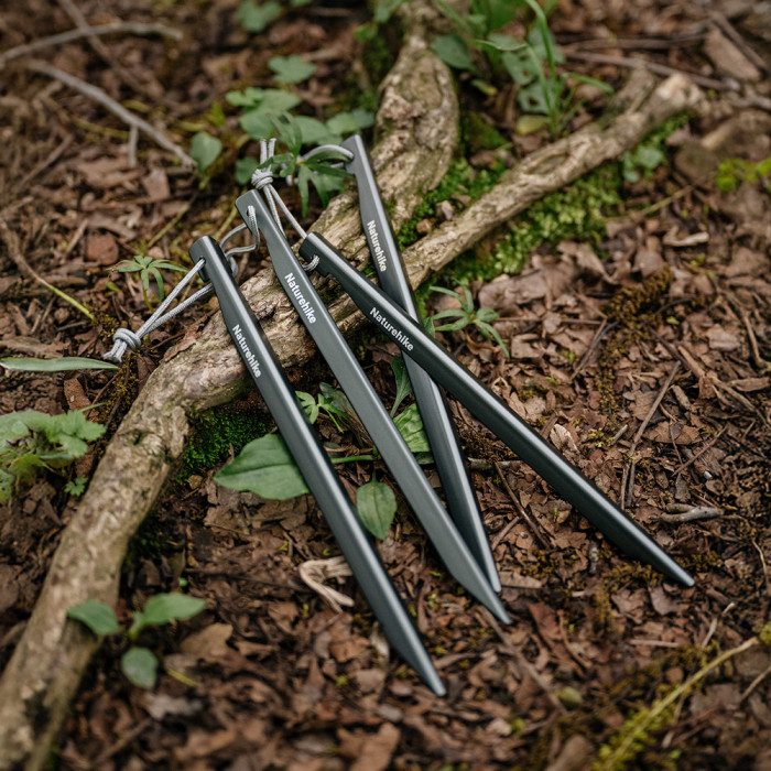 Колышки туристические облегченные Naturehike CNK2650PJ014, V-образные, 15 см, 6 шт, серый  