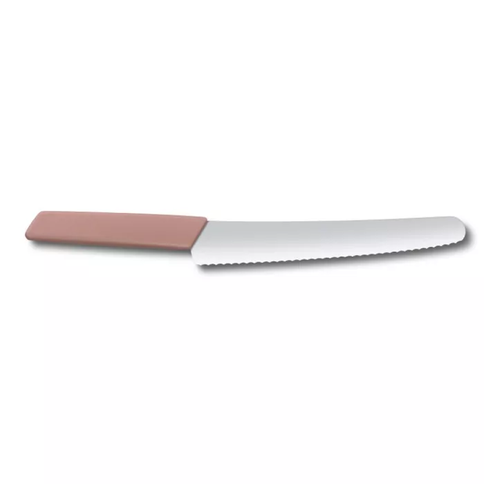 Кухонный нож Swiss Modern Bread&Pastry 22см волн. с роз. ручкой (блистер)  