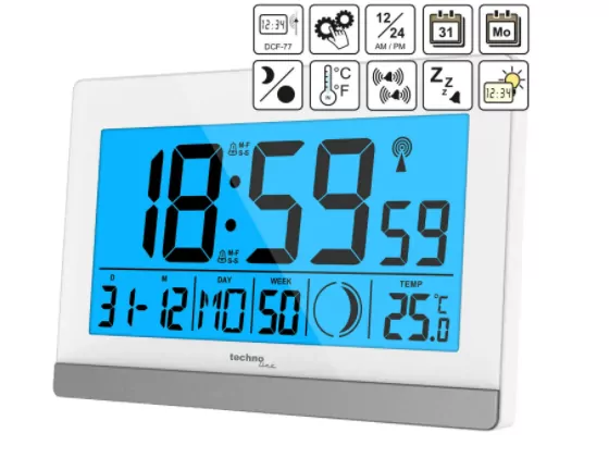 Часы настольные Technoline WS8056 белые/серебристые (WS8056)  