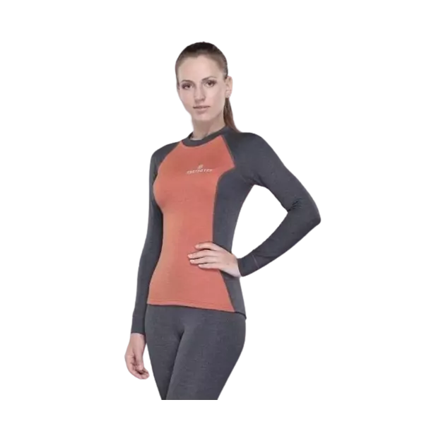 Футболка Tramp Outdoor Tracking Lady с длинным рукавом женская XS серый/оранжевый  