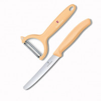 Кухонный набор Victorinox нож и овощечистка Swiss Classic, Paring Knife set with peeler, 2 pieces, персиковый