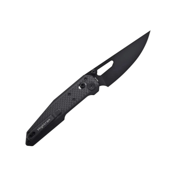 Нож Hightron Sharplyn, 14C28N, G10 + CF, черный, черный клинок  