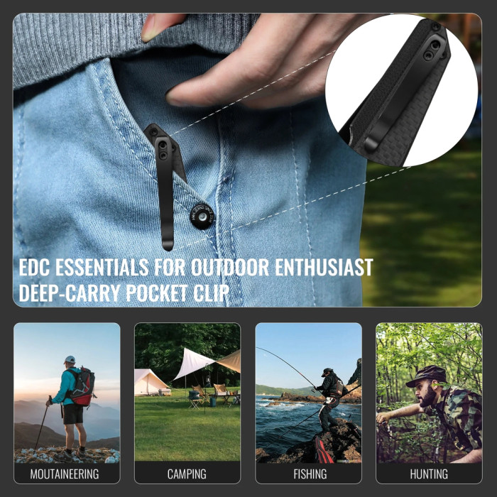 Нож Hightron Sharplyn, 14C28N, G10 + CF, черный, черный клинок  