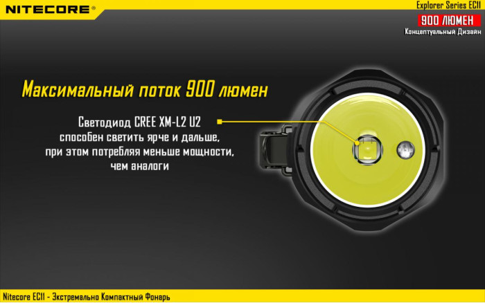 Карманный фонарь Nitecore EC11, 900 люмен  