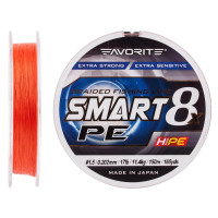 Шнур Favorite Smart PE 8x 150м #1.5/0.202mm 17lb/11.4kg, красный, оранжевый