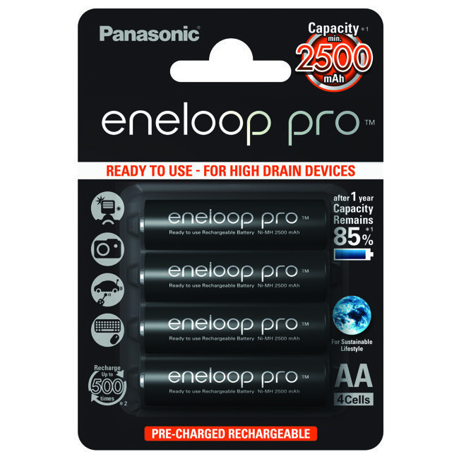 Акумулятор Panasonic Eneloop Pro, AA/(HR6), 2500mAh, LSD Ni-MH, блистер 4шт  
